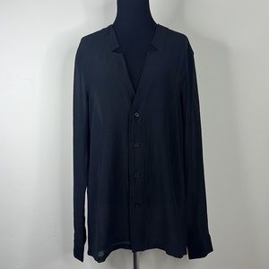 ASOS DESIGN Black Sheer Deep Plunge Blouse S